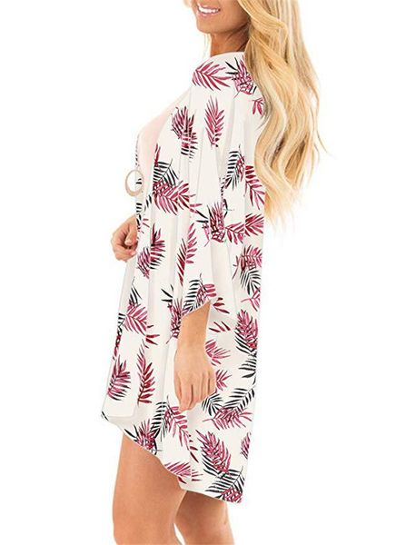 

summer beach chiffon sunscreen blouse floar printed long sleeve cape women fashion coat prevent bask clothes, Black