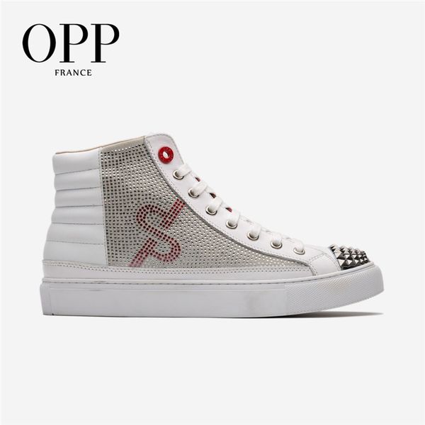 

opp 2020 men's shoes high men boots genuine leather dot leather winter boots men zip metal style shoes ankle for, Black