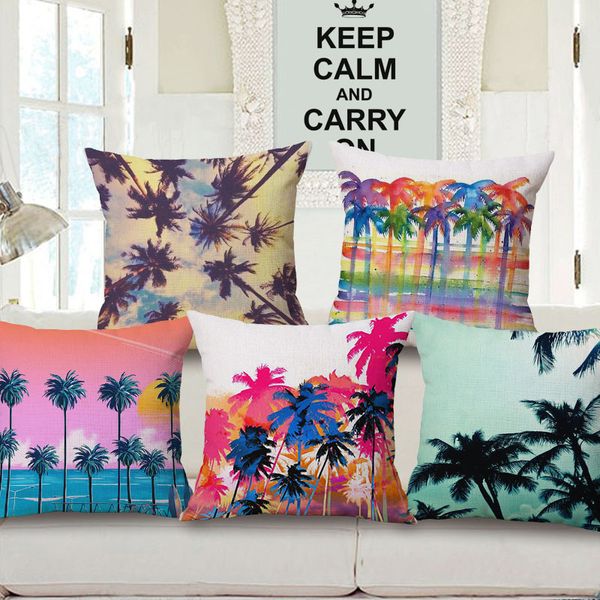 

foreign trade heat sell coconut tree embrace pillow case sandy beach coconut tree cotton back cushion cushion set