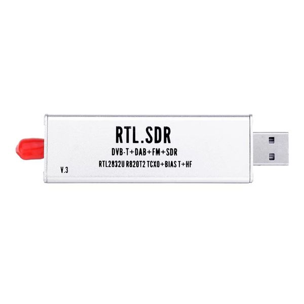 

0.1mhz-1.7ghz tcxo rtl sdr receiver r820t2 usb rtl-sdr dongle with 0.5ppm tcxo sma mjzsee a300u tester - silver