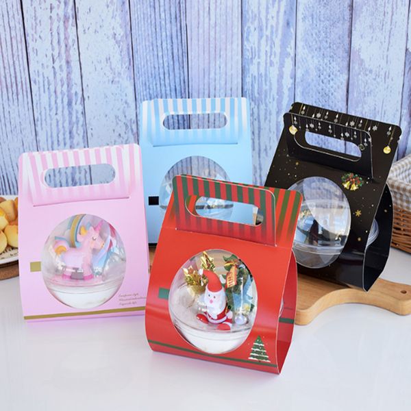 

new portable round plastic mousse cup cupcake boxes christmas ball dessert cake box birthday gift packaging