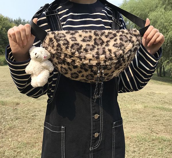 

fashion handbags purses retro leopard plush chest bag maiden waist bags designer small cute messenger bags with women#