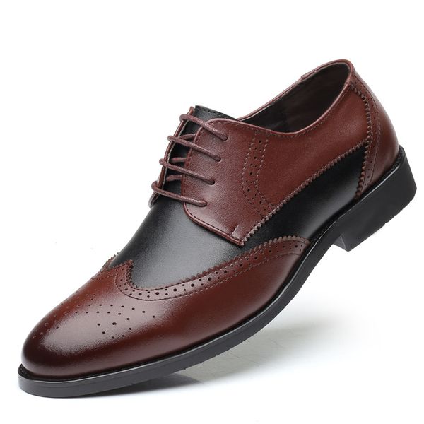 

men business formal shoes retro men leather shoes 2019 dress waterproof lace up black brown leather