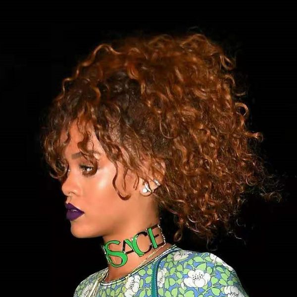 Rihanna Short Curly Hair Ponytail Scrunchie Kinky Wrap Drawstring