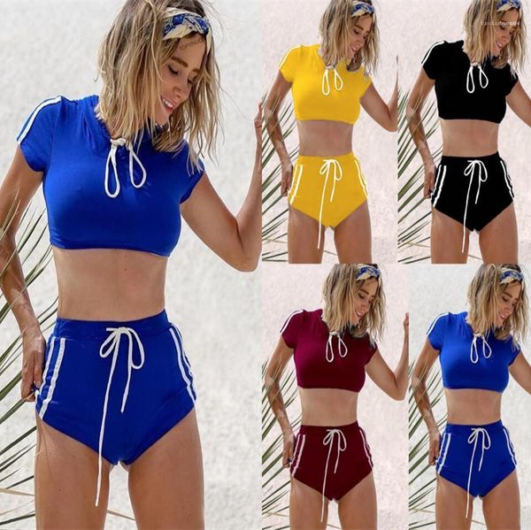 

sets crop shorts 2pcs bikinis clothes women sports suits swimwear clothing bikini, White;black
