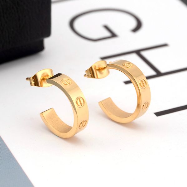 

women love diamond earrings classic series fashion earrings gold silver color screw c-shaped stud earrings 2020, Golden;silver