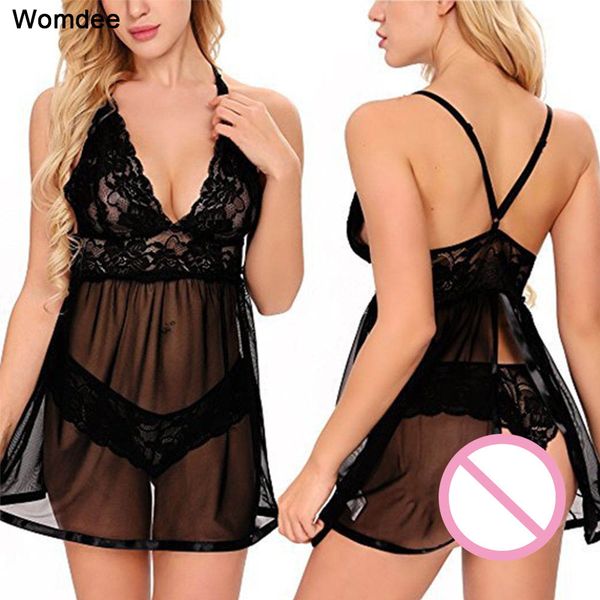 

2pcs women lingerie spandex dress nightdress underwear backless ladies babydoll sleepwear erotic sleep, Black;red