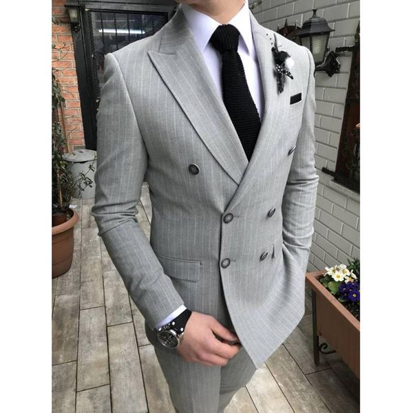 

индивидуальные мужские костюмы slim fit классические полосатые смокинги выпускного вечера свадебные женихи 2 шт блейзер брюки комплект новый, White;black