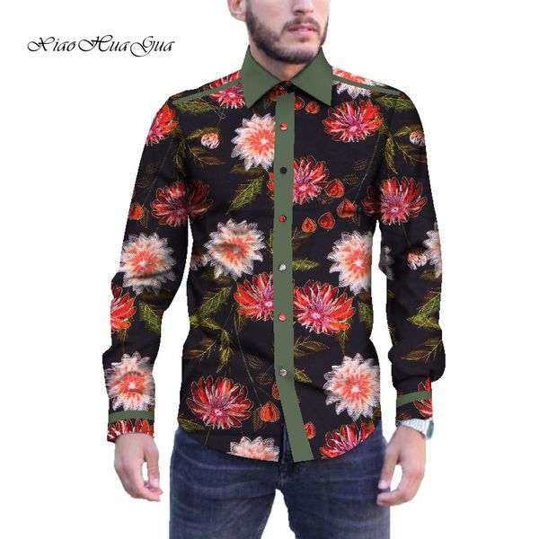

2019 party wedding new men fashion shirts square collar office formal men shirt polyester cotton africa clothing wyn591, White;black