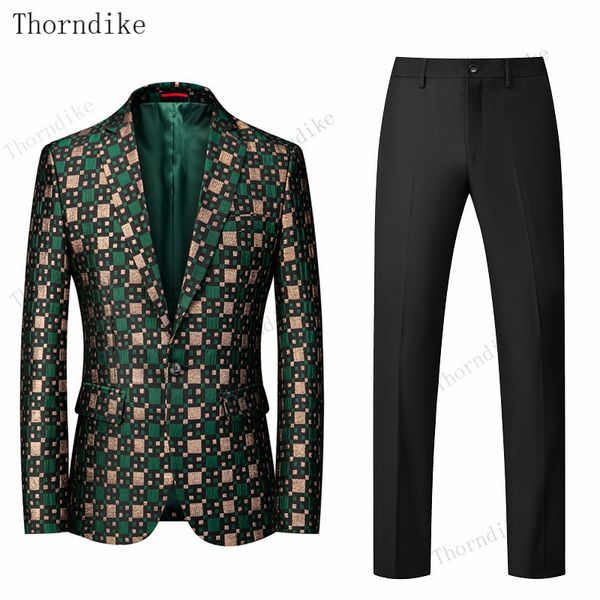 

thorndike men suits 2 pieces slim fit business suits groom army green noble tuxedos for formal wedding suit(blazer+pants, White;black