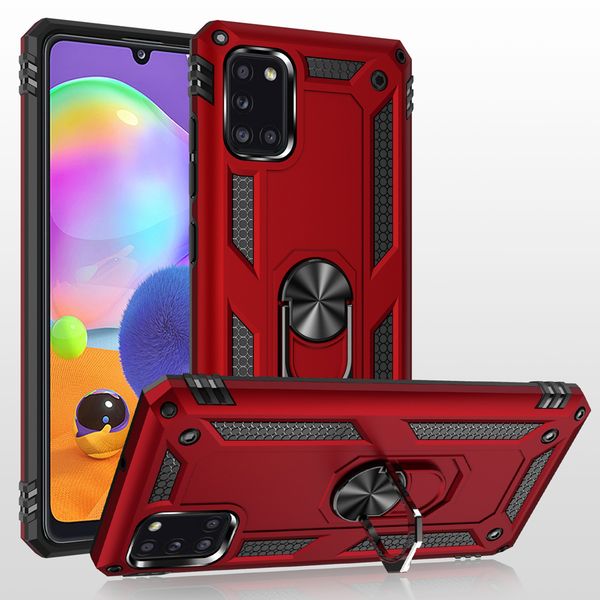 

armor dual layer case 360 degree rotating metal ring holder kickstand shockproof cover for samsung galaxy a31 a21 a11