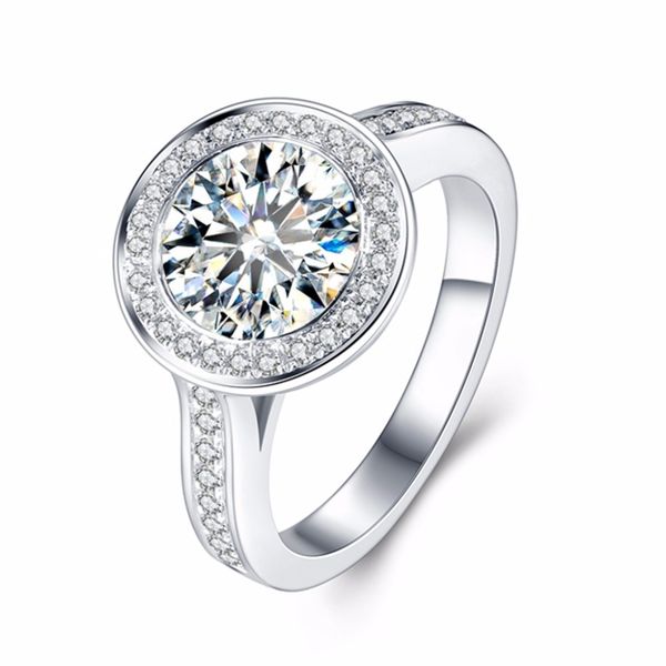 

diamond ring 5 ct 11mm round cut lab diamond solitaine in 14k 585 white gold engagement&wedding for womens s200110, Slivery;golden