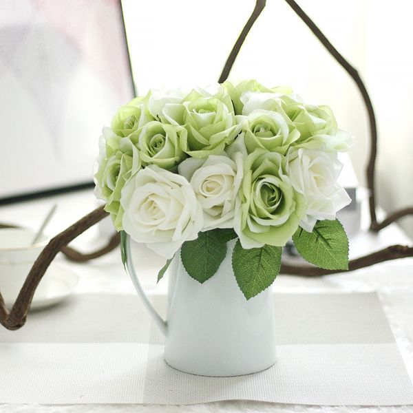 

artificial silk rose flower bouquet romantic for wedding party bride hand flowers bouquet home decoration fake flower crate