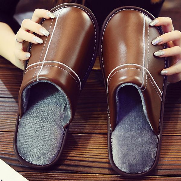 

leather slippers 2020 spring new large size 45/46 soft flat home slippers men oxford shoes, Black
