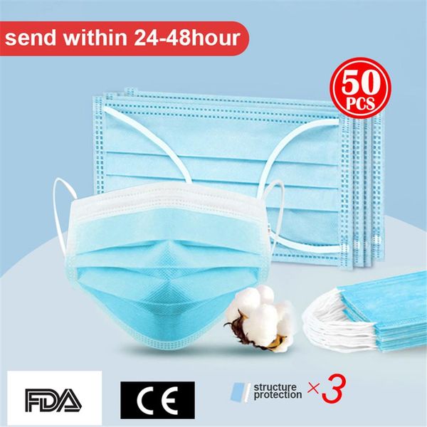 

in stocks,3 days delivery 50pcs/bag ce/fda 3 layer non-woven dust disposable face mask thickened disposable mouth mask alcohol masks ffp3