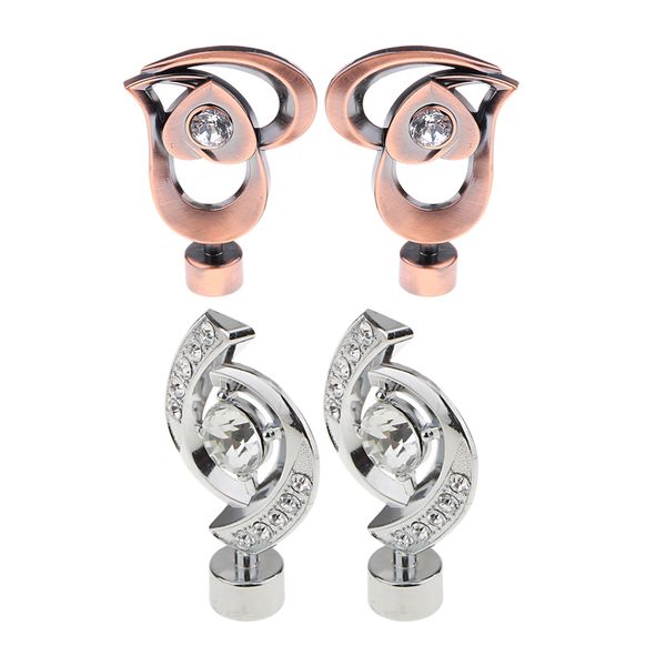 

2 pairs screw in curtain finials ends cap with hollow out design - 28mm diameter