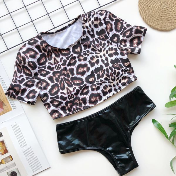 

bikini set 2020 luxury designer crop bikinis swimwear women short sleeve swim wear bathing suit lady beachwear woman leopard swimsuit