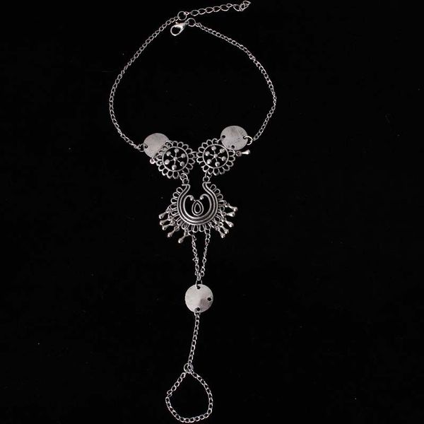 

european and american fashion simple flower hollow carved drop-shaped tassel new anklet anklet, Red;blue