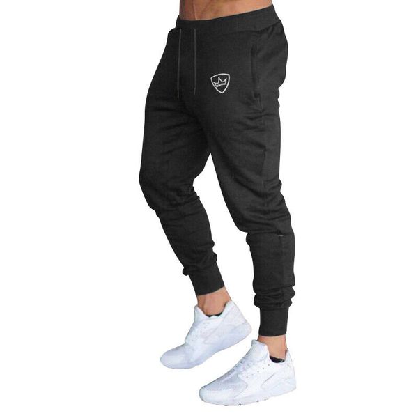 

2019 cotton men full sportswear casual elastic mens fitness workout pant skinny sweatpants trousers jogger pants 2019, Black