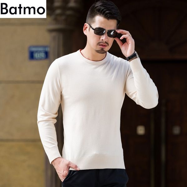 

batmo 2019 new arrival autumn&winter o-neck beige casual sweater men,men's casual sweaters plus-size -8xl 9881, White;black