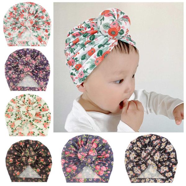 

new children dounut headband cap infant toddler hat baby flower turban print headwrap kids hairband ball dount, Blue;gray