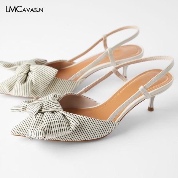 

lmcavasun women high heels sandals women thin heel butterfly knot pumps pointed striped shoes, Black