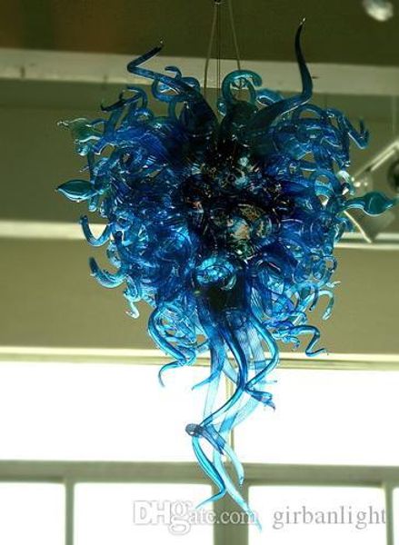 Lampada moderna Art Déco progettata per la casa in Italia Lampadario in vetro blu stile Chihuly Lampadari a LED decorativi a soffitto soffiato a forma di cuore di Murano