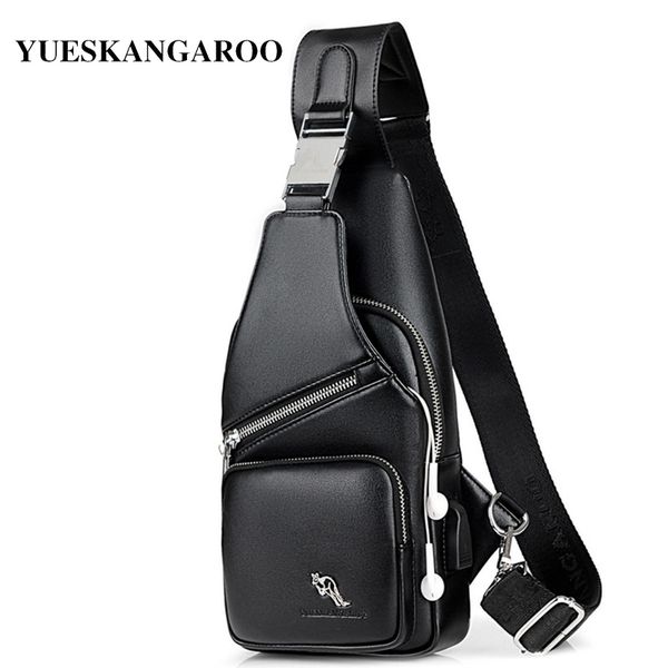 

brand double pocket leather men chest bags usb charging men sling chest pack male shoulder bags crossbody bag for ha-055