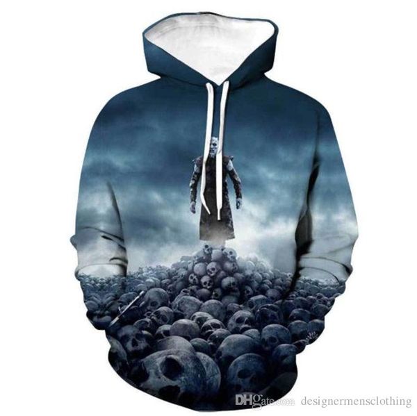 

got 3d digital print long sleeve mens hoodies designer game film fashion mens hooded sweatshirts homme clothing, Black