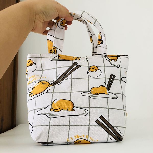 

cool 1pcs lazy gudetama fashion portable canvas lunch bags cartoon picnic bag box tote storage for women unisex, Blue;pink