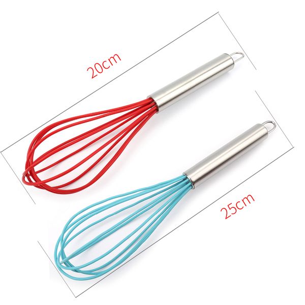 

20 25cm manual whisk egg whisk handle silicone quick wire egg beater mixer hand soap cream butter cake stirrer cooking utensils