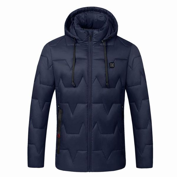 

2019 usb electric hooded heated jacket men outdoor winter long sleeves skiing thermal heated vest women's down softshell coat, Gray;blue