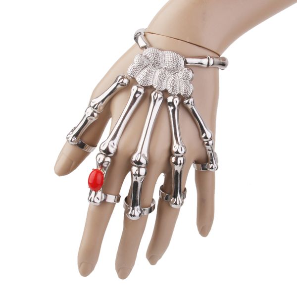 

silver talon skeleton skull hand finger slave bracelet gothic punk bracelets adjustable bracelet, Black