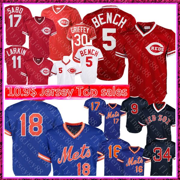 

5 Johnny Bench Cincinnati 11 Reds Barry Larkin Jersey 18 Darryl Strawberry New York 17 Mets Hernandez 9 Ted Williams David