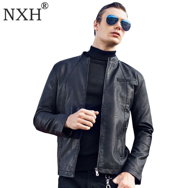 

men's fur & faux motorcycle jaket men stand collar leather jacket coat deri ceket jaqueta de couro chaqueta cuero hombre, Black