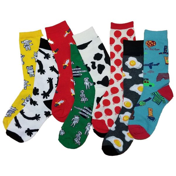 

peonfly long cotton men's socks funny bear dog hamburger pineapple poached egg novelty cool skate sock for men, Black
