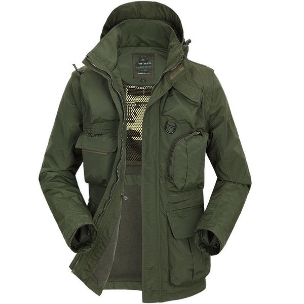 

mens designer outdoor leisure jacket velvet warm large size hiking suit with sleeves 876-1, Black;brown