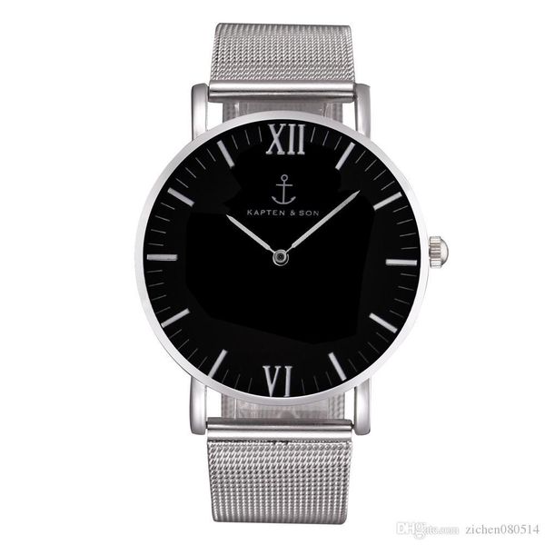 

kapten & son brand women men steel metal band quartz wrist watch, Slivery;brown