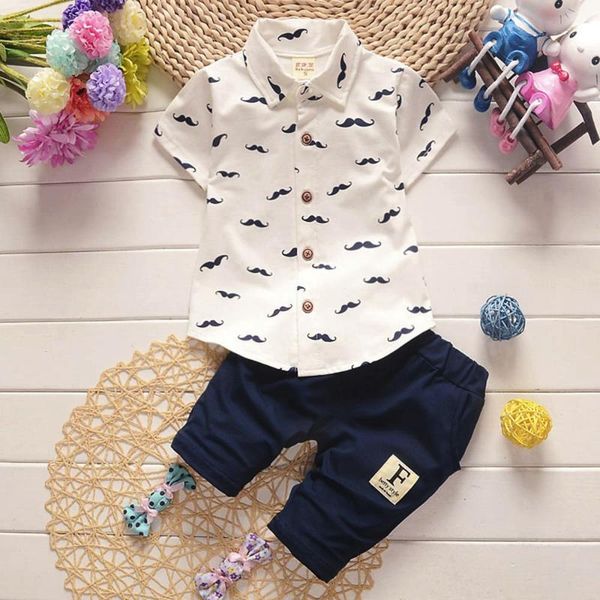 

2019 newborn toddler kids baby boys beard t shirt +shorts pants outfit clothes set casual kids clothing overalls, White
