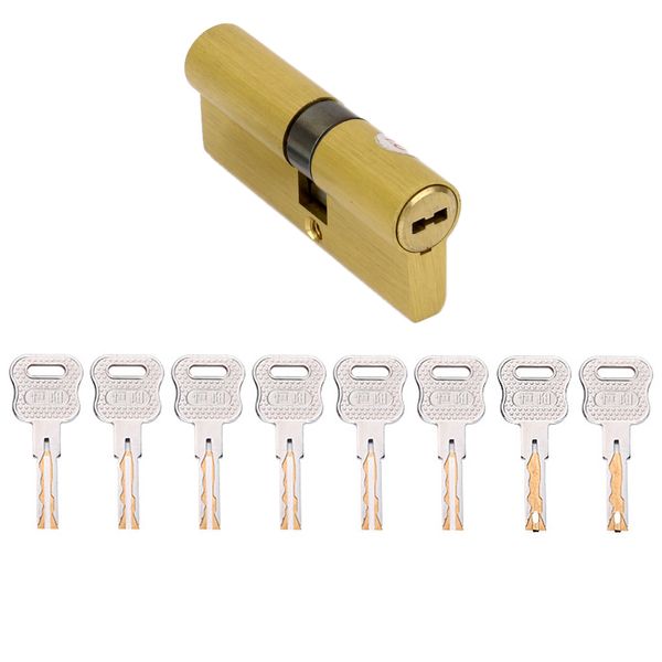 

75mm 27.5/10/37.5 double sided groove brass key cylinder door lock 8 keys