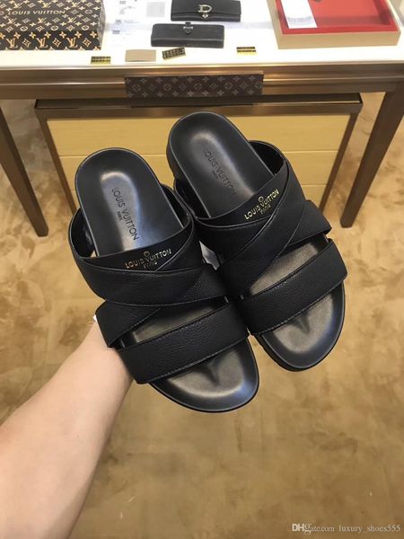 

2020 latest black leather casual slippers men casual shoes fashion trend comfortable shoe size 38-45 type 39745400604a