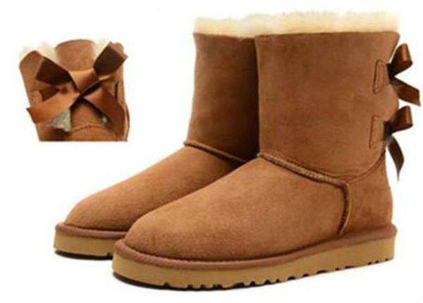 

sell 2019 men women boots australia classic snow boots wgg tall real leather bailey bowknot girl winter desinger keep warm size 36-41, Black