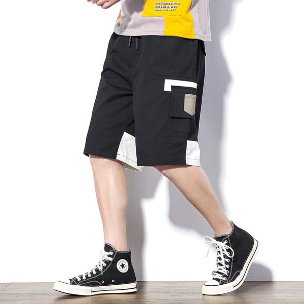 

хип-хоп летний стиль шорты мужчины уличная бермуды мужские шорты мульти-карман панк повседневная длина до колен короткие брюки мужчины abz39, White;black