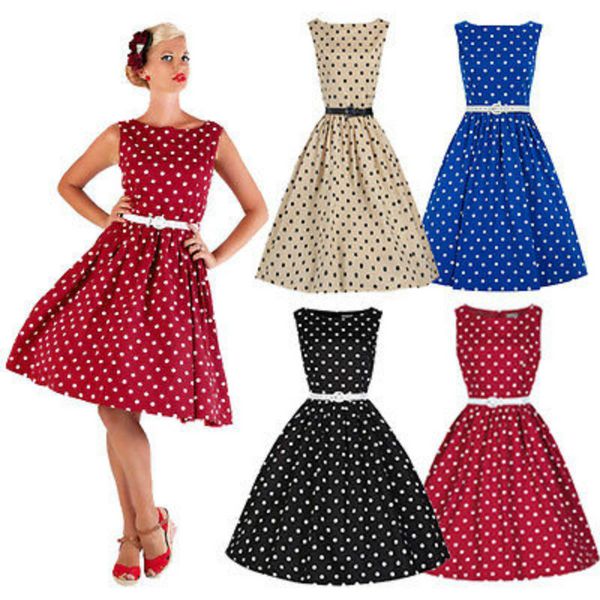 

women retro boat 1950's hepburn full dress rockabilly swing dress, Black;gray