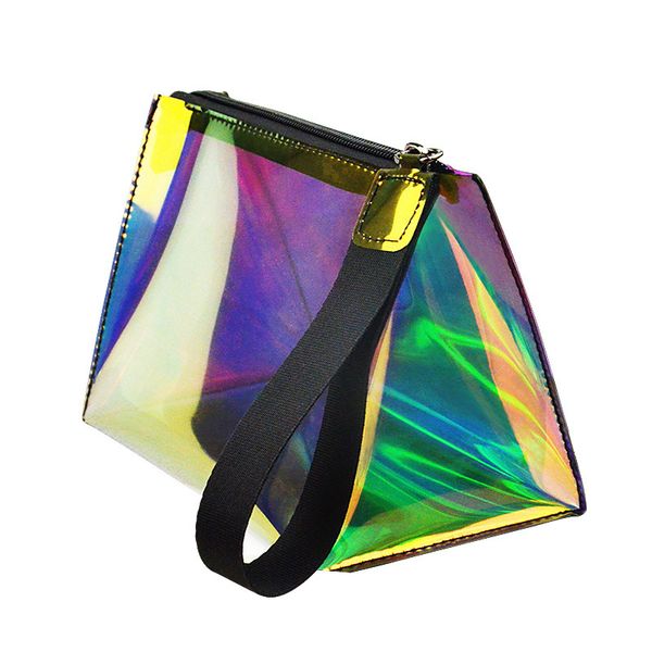 

clear laser makeup bags for women tpu laser dazzle color handbags travel storage jelly bag sale