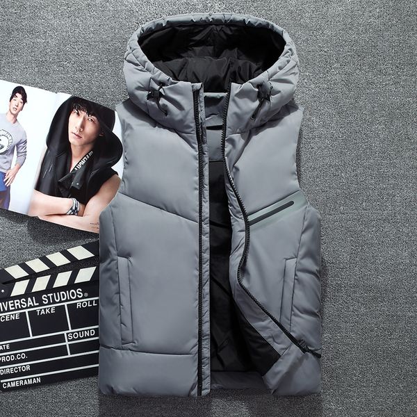 

ultra light down jacket men vest 91% white duck down vest men casual colete masculino winter jacket sleeveless, Black