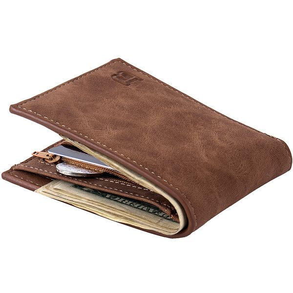 

men's wallet vintage style short coin purse pu leather men wallet dollar bag men's bag no zipper, Red;black