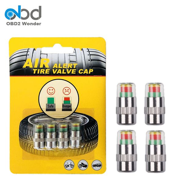 

4pcs/lot tire pressure indicator cap auto tire pressure monitor sensor caps automobile air alert valve cap tool