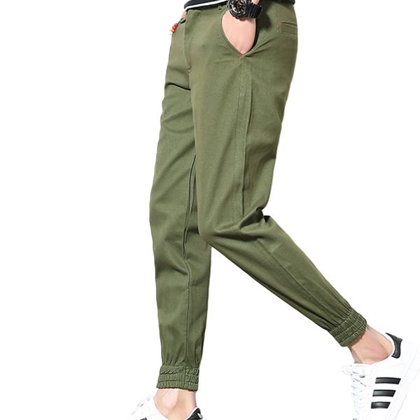 

yjsfg house brand men harem pants cotton sweatpants harem pants straight leg trousers casual jogger male elastic waist new, Black