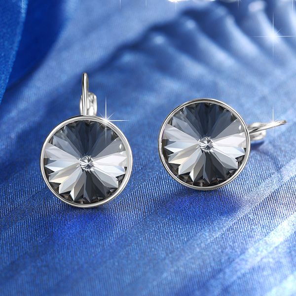 

dangle earrings made with swarovski elements crystal new fashion drop earings round bella earrings for women elegant party wedding jewelry, Silver